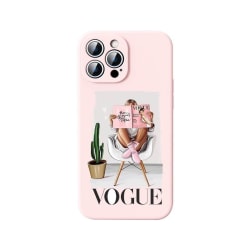 Silikon rosa för alla iPhone 14 modeller Vogue tidning rosa infl Pink one size