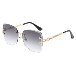 Solglasögon med vackra bågar i guld brun grå UV400 Grey one size
