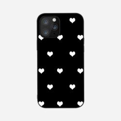 iPhone 12 Pro Max skal silikonskal med vita hjärtan Svart one size
