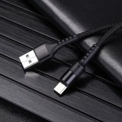 Flätad nylon laddare USB-C oförstörbar obrytbar 5A samsung iPad Svart one size