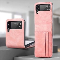 Samsung Galaxy Z FLIP 3 - plånbok skal fodral veganskt läder Pink one size