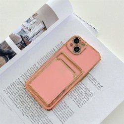 iPhone 13 Pro deksel lommebok kortholder silikon hvitt rosa gull Pink one size