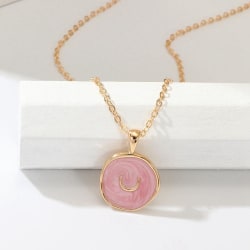Beautiful handmade necklace with enamel in with moon, flash & he pink one size