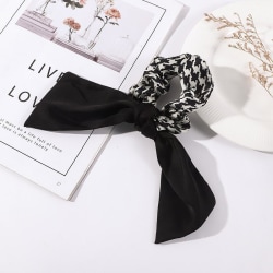 Trendig Scrunchie rosett rutigt tyg elastisk toffs brun svart Black White and black