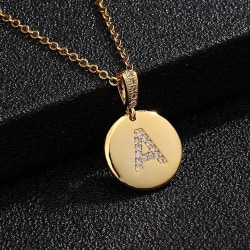 Round letter amulets in gold and zircon gold-plated necklaces gold one size