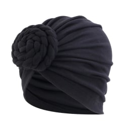 Luksuriøs turban med flettet smultring unikt design flere farger Black one size