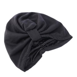 Turban med 2 lager hijabi satin bomull flera färger Black one size