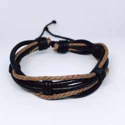 Flätat handgjort armband med bruna och svarta band Brun one size