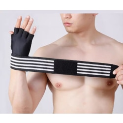 Anti-glid handskar för fitness träning gym tyngdlyftning randig Black L