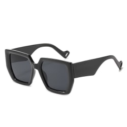 Trendiga solglasögon med breda tempelbågar UV400 rektangulära Black one size