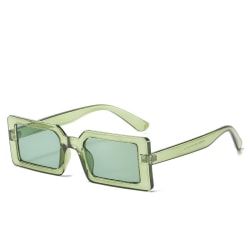 Trendiga solglasögon med rektangulära bågar i retro grön Grön one size