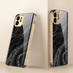 iPhone 12 Pro Lyx glas-skal guld barock elegant svart rosa rokok Black one size