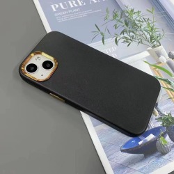 iPhone 13 Pro Max klassisk etui i vegansk læder guldramme & guld Black one size