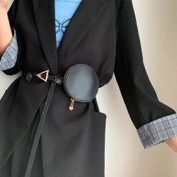 Vegansk læderbælte med lille taske perfekt til penger & festival Black one size