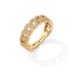 Justerbar ring med guldplätering och färgade stenar i zircon Gold one size