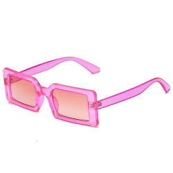 Trendiga solglasögon med rektangulära bågar i rosa glas Rosa one size