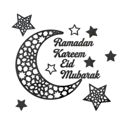 Ramadan Wall Stickers Moon Star Lantern DIY Wall Decal Kareem R Black