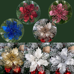 5ST Konstgjorda julblommor Glitter Fake Flower Christmas Champagne