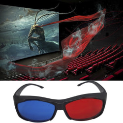 Rød blå 3D-briller Svart innfatning for dimensjonal Anaglyph TV Mov Black 1 pcs