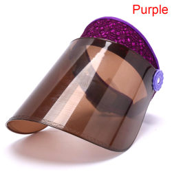 Dame Anti-UV Lue Plast Solhatt med bred rand Sommer Tom Topp Vi Purple