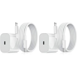 2-Pack - Laddare för iPhone - Snabbladdare - Adapter + Kabel 20W Vit 2-Pack iPhone