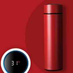 Intelligent termos i rostfritt stål 316 temperaturmätning digital display Röd 500ml