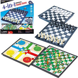 4in1 Magnetic Board Family Games Ludo Skak Draughts Snakes Multicolor