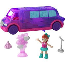 Polly Pocket Pollyville Party Limo -mininukke ajoneuvon kanssa Multicolor