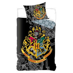 Harry Potter Hogwarts Sengetøy Dynetrekk 140x200+70x90cm Svart Multicolor