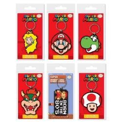6-Pack Super Mario Bowser Yoshi Princess Peach Toad Nyckelring G multifärg