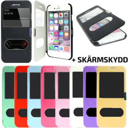 TOP 2i1 iPhone 5S / SE Flip Dual View Cover Magnetisk lås + Cove Purple