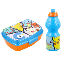 2-pak Pokémon Pikachu & Co. Madkasse & Pop-up Vandflaske Multicolor