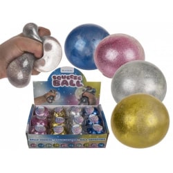 2-Pack Stress Relax Squeeze Glitter Bling Boll Fidget Toy 7cm multifärg