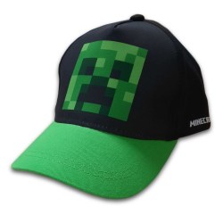Minecraft -hette, svart/grønn med motiv av kryp på forsiden, 54c Black