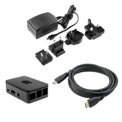 3-Pack Raspberry Pi Set Hdmi Cable Case Power Supply Adapter Pi Svart