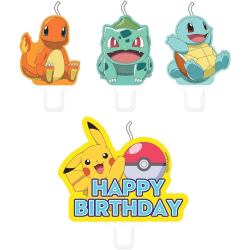 4-Pack Pokemon Kagelys Fødselsdag Lys Parti Multicolor one size