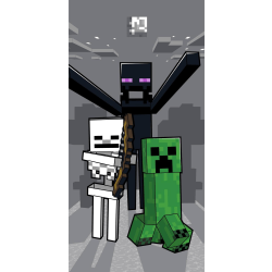 Minecraft Mob Attack Enderman Creeper Skeleton håndklæde 70x140c Multicolor