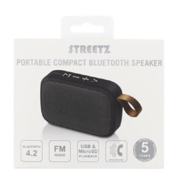 STREETZ Kompakt Bluetooth Högtalare / FM-Radio SVART CM770 Svart