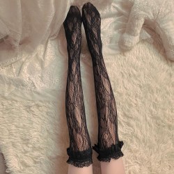 Lolita Lace Stockings Women Thigh Transparent Over Knee Socks J Black Onesize
