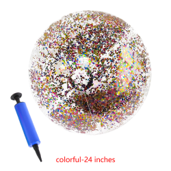 1Sett Beach Ball Oppblåsbar Glitter Beach Ball m/Inflator Outdoo colorful-24 inches