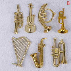 Mini plast musikinstrument Guld julgran hängande Xma Golden 7Pcs