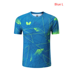 1 kpl Pöytätennisvaatteet Miesten lyhythihainen T-paita, jossa on logo Pri Blue L