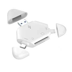 SD-kortläsare, 3-i-1 minneskortläsare för Iphone/ipad, USB C och USB A-enheter, Trail Camera Viewer-kortadapter kompatibel med Windows, Mac Os,