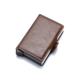 RFID-Plånbok med Pop-up och konstläder - mörkbrun