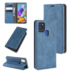 Samsung Galaxy A21s - Silkeslent Plånboksfodral - Blå Blue Blå