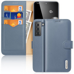 Samsung Galaxy S21 Plus - DUX DUCIS Hivo Äkta Läder Fodral - Blå Blue Blå
