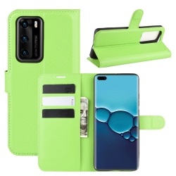 Huawei P40 - Litchi Plånboksfodral - Grön Green Grön