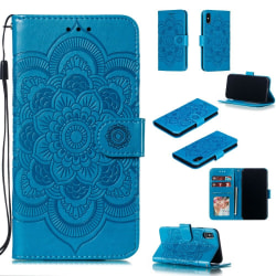 iPhone X/Xs - Mandala Läder Fodral - Blå Blue Blå