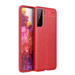 Samsung Galaxy S21 - Litchi Textur Skal - Röd Red Röd