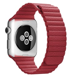 Magnetisk Loop Armband I Äkta Läder Apple Watch 44/42 mm - Röd